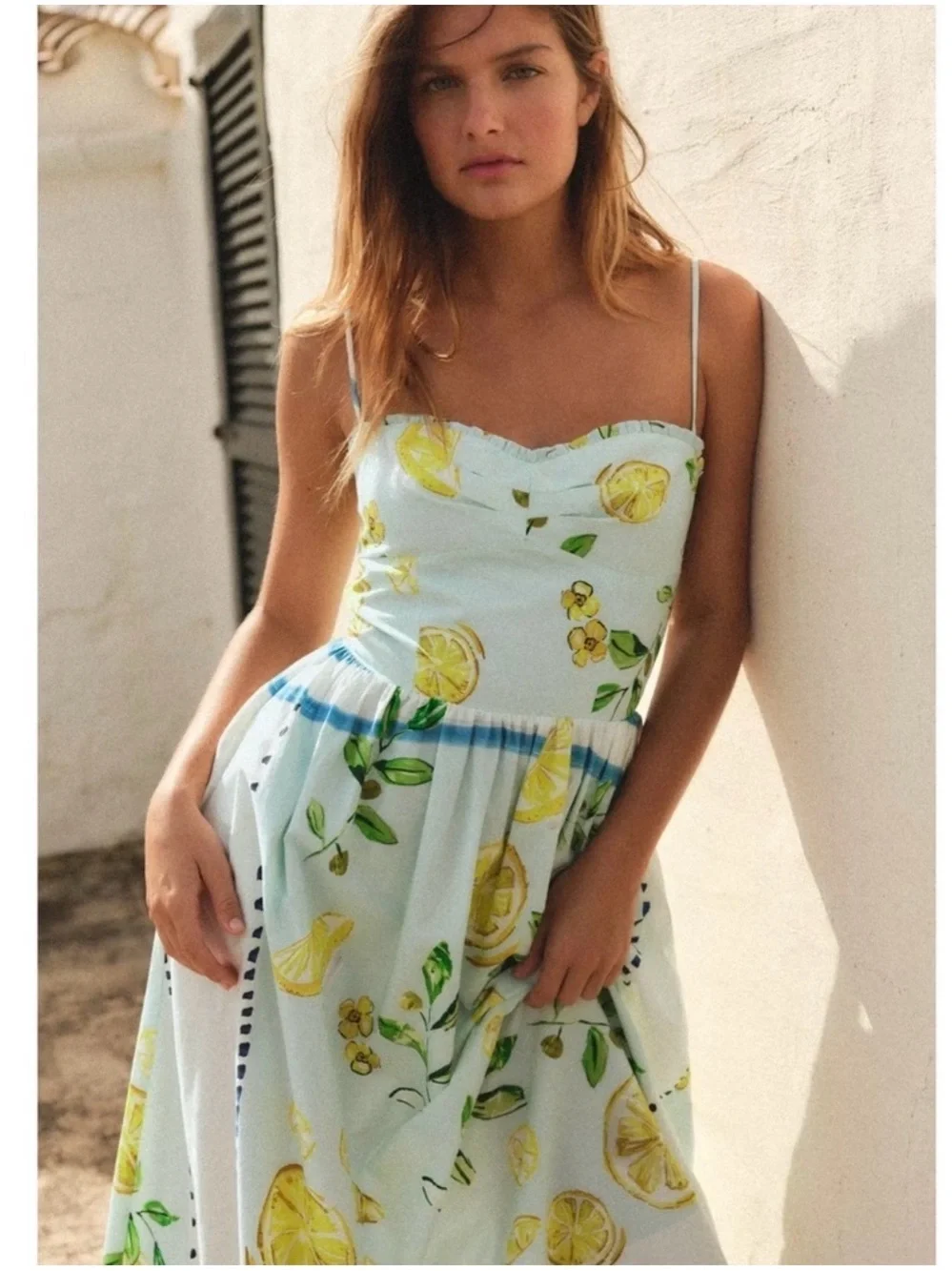 ZARA • Lemon print midi dress - Large - Picture 3 of 11